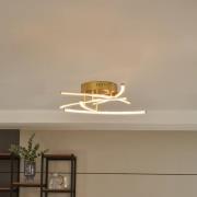 Lindby Flakira LED plafondlamp, 5-lamps antiek messing