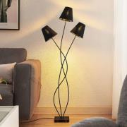 Lindby Komalie vloerlamp, 3-lamps, zwart