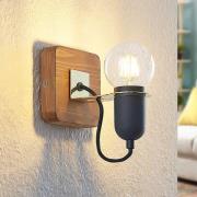 Lucande Becky wandspot van hout, 1-lamp, zwart