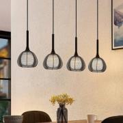 Lucande Tetira hanglamp, 4-lamps, lang, zwart