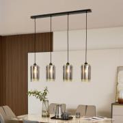 Lucande hanglamp Sterzy, 105 cm lang, grijs, glas, 4-lamps.