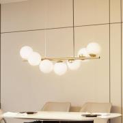 Lucande hanglamp Isandro, goud / opaal, 7-lamps