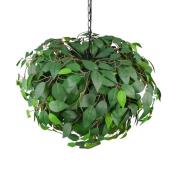 Hanglamp Leavy, zwart/groen, Ø 70 cm, 4-lamps, E14