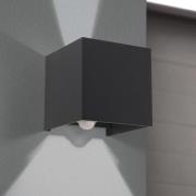 Buitenwandlamp Cube-S, antraciet, metaal, sensor