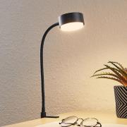 Lindby Kaylou klemlamp, zwart, flexibele arm, aluminium