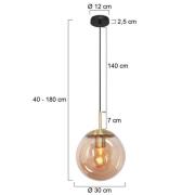 Bollique hanglamp, messing, Ø 30 cm, glas, 1-lamp, bol