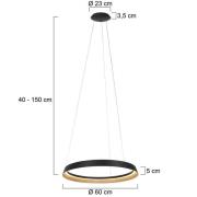 Ringlux hanglamp, 1-lamp, zwart, metaal