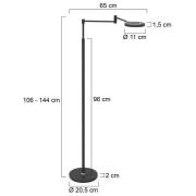 LED vloerlamp Soleil, zwart, metaal, dimmer