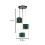 Hanglamp Soho, cilindrisch rond 3-lamps grijs/goud