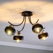 Plafondlamp Boston, zwart/helder, 4-lamps