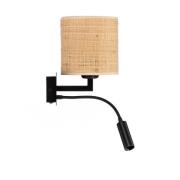 Wandlamp Harry, rond, zwart/jute licht