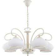 Kroonluchter Astoria, glazen kap, 5-lamps, wit