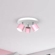 Plafondspot Cloudy 3-lamps rond roze