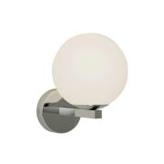 Wandlamp Lucande Bidolo, chroomkleurig, glas, Ø 12 cm, IP44