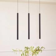 Railsystem 48V Lumaro, pendel, buislamp, 3-lamps, zwart