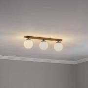 Plafondlamp Fatis opaalglas/zwart 3-lamps lang