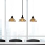 Hanglamp Dilberay 323-S rooktransparant glas 3-lamps lineair