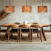 Mata hanglamp, 3-lamps, bruin, stof, E27