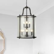 Hanglamp Lantern Grande, zwart/helder, glas, E14