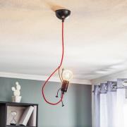 Hanglamp Bobi 1 in zwart, kabel rood, 1-lamp.