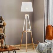 Vaio vloerlamp houten driepoot frame, kap wit