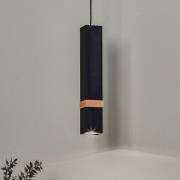 Hanglamp Vidar, zwart met houtdetail 1-lamp