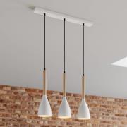 Muza hanglamp, 3-lamps, wit/licht hout