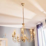 Gouden kroonluchter Retro, met acht lampen