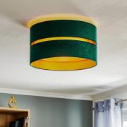 Euluna Duo plafondlamp textiel groen/goud Ø40cm