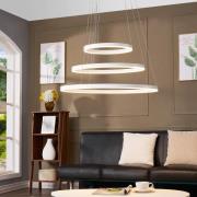 Arcchio Albiona LED hanglamp, wit, 3 ringen