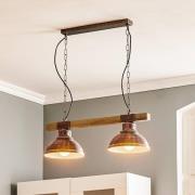 Hakon hanglamp 2-lamps roestbruin/naturel hout