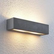 Lindby wandlamp Nellie, grijs, beton, 35,3 cm breed