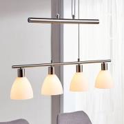 Lindby hanglamp Simeon, nikkelkleurig, glas, 73 cm, E14