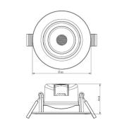 Plafond inbouwlamp SMD-68-230V, 4.000K, Ø8,5cm, zwart