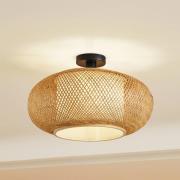 Lindby plafondlamp Romaine, bamboe, naturel/wit, Ø 50 cm