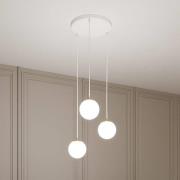 Hanglamp Royal, 3-lamps, opaalwit/wit, glas, E14