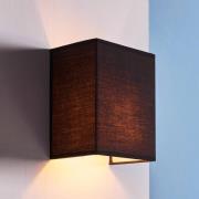 Zwarte stoffen wandlamp Annalisa, hoekige vorm