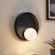 Lucande Andelina wandlamp, rond, zwart