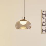 Lucande LED hanglamp Dain, 1-lamp, rookgrijs, glas