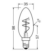 OSRAM LED Vintage B28 E14 4,6W 927 Spiraal gloeidraad helder dimbaar