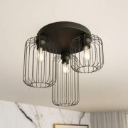 Plafondlamp Barn, 3-lamps, Ø 30 cm, zwart, metaal, E27