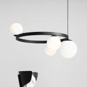 Garda 4 hanglamp, balk, metaal, glas, zwart, 4-lamps.