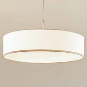 Lindby hanglamp Sebatin, Ø 50 cm, crème, stof, E27