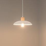 Hanglamp Kobe, 1-lamp, staal, hout, wit