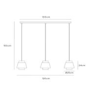 Tribute hanglamp, 3-lamps, lineair, textiel, beige