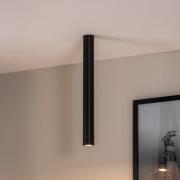 Plafondspot Tecno 1XL, staal, GU10, hoogte 60 cm, zwart