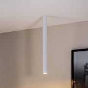 Plafondspot Tecno 1XXL, staal, GU10, hoogte 80 cm, wit