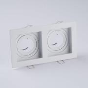 Inbouwlamp Grid Two, 2-lamps, wit, 18,5x10 cm, aluminium, GU10
