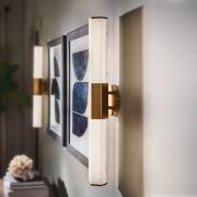 LED badkamer wandlamp Facet Dual, messing, 2-lamps, breedte 66 cm