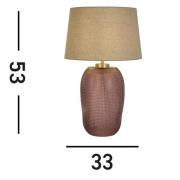 Amethist tafellamp, beige/roze, hoogte 37 cm, textiel/glas